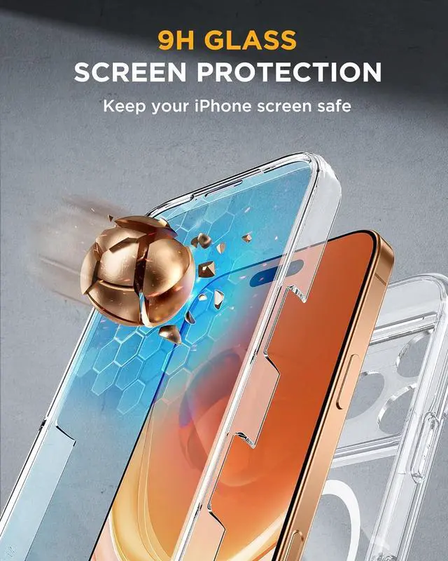 Alt view image 4 of 6 - for iPhone 17 Pro Max Case 6.9 Full-Body Phone Case with Built-in Glass Screen Protector& Full Camera Protector [Magnetic with MagSafe] Drop Proof 17 ProMax Cover Clear