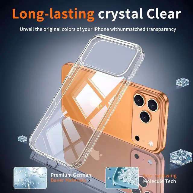 Alt view image 2 of 6 - for iPhone 17 Pro Max Case Clear [Anti-Yellowing][Military-Grade Protection] Shockproof Silicone TPU Ultra Slim Phone Case for iPhone 17 Pro Max 5G 2025 Cover Crystal Clear