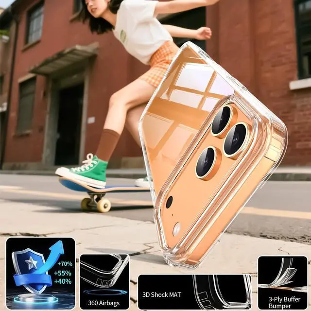 Alt view image 3 of 6 - for iPhone 17 Pro Max Case Clear [Anti-Yellowing][Military-Grade Protection] Shockproof Silicone TPU Ultra Slim Phone Case for iPhone 17 Pro Max 5G 2025 Cover Crystal Clear