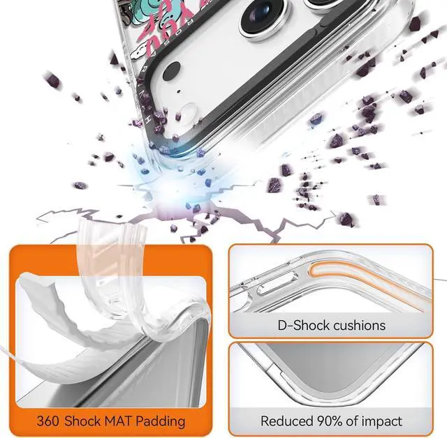 Alt view image 3 of 7 - for iPhone 17 Pro Max Case Cute - Durable Shockproof 6.6 ft Drop Impact Phone Case - Funny Skeleton Design (6.9) Clear