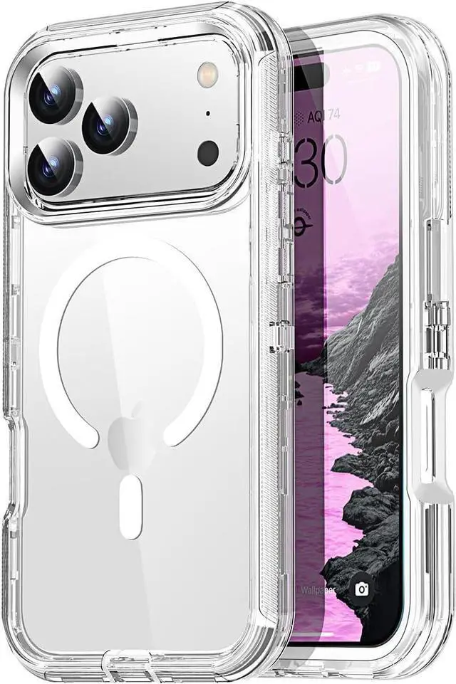 Main image of for iPhone 17 Pro Max Case Clear Compatible with MagSafe 3 in 1 Heavy Duty Drop Protection Full Body Rugged Shockproof/Dust Proof 3-Layer Military Protective Tough Durable Cover 6.9_1