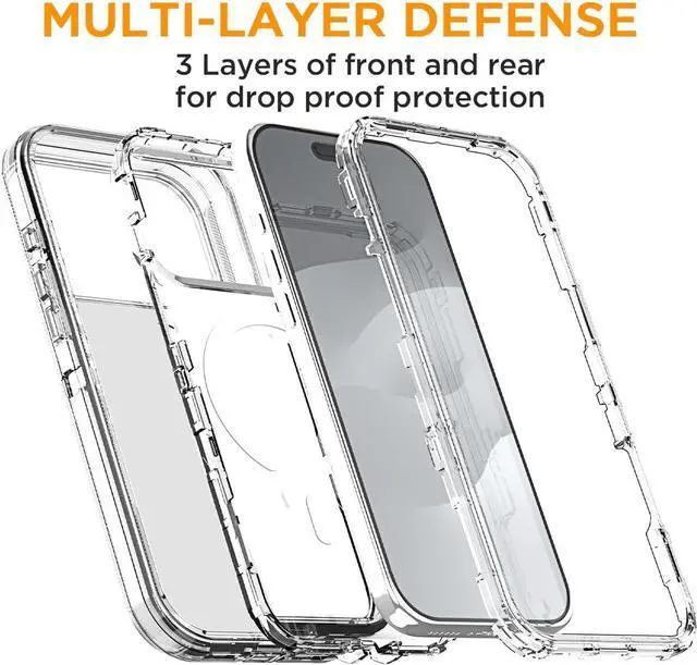 Alt view image 2 of 7 - for iPhone 17 Pro Max Case Clear Compatible with MagSafe 3 in 1 Heavy Duty Drop Protection Full Body Rugged Shockproof/Dust Proof 3-Layer Military Protective Tough Durable Cover 6.9_1