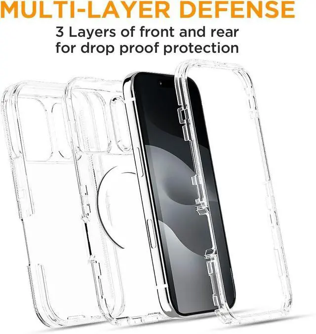 Alt view image 2 of 7 - for iPhone 17 Pro Max Case Clear with Magsafe Heavy Duty Drop Protection Full Body Rugged Shockproof/Dust Proof Triple Layer Transparent Military Protective Tough Durable for 17 ProMax 6.9_1