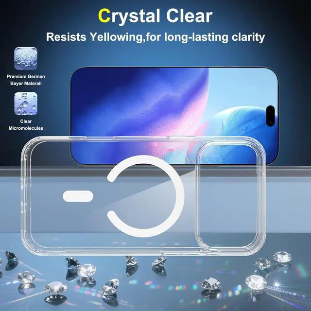 Alt view image 4 of 7 - Magnetic Case for iPhone 17 Pro Max with 2 Privacy Screen Protector [Compatible with MagSafe] Non-Yellowing Shockproof Protective Phone Case for iPhone 17 ProMax Transparent