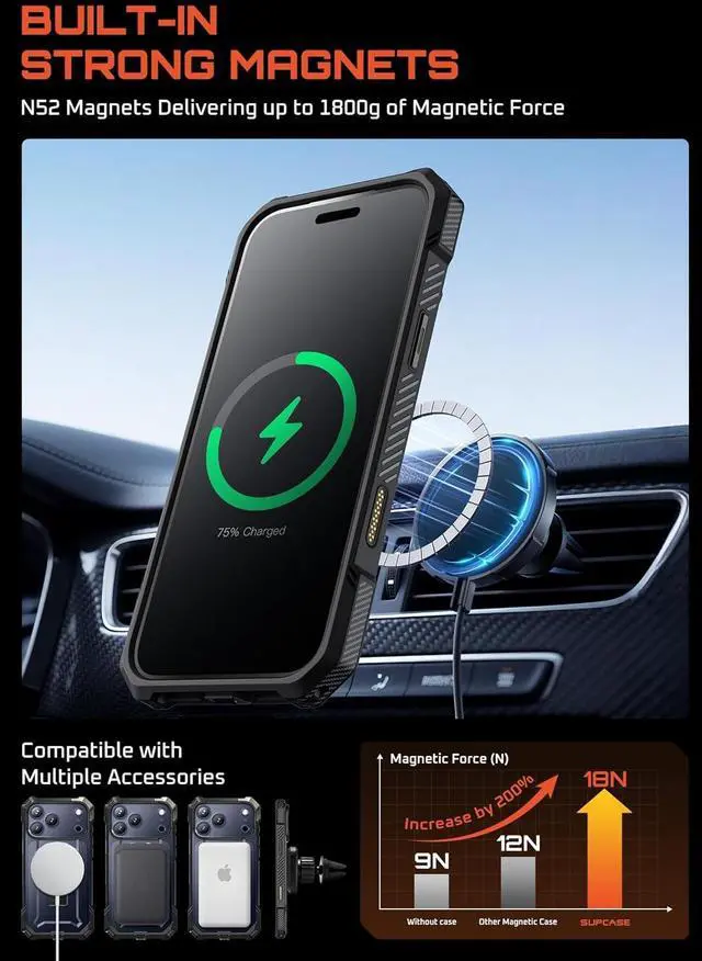 Alt view image 6 of 7 - for iPhone 17 Pro Max Case with Kickstand (Unicorn Beetle Grip) [Camera Control Cover] [Compatible with MagSafe] [Military-Grade Drop Protection] Heavy Duty Magnetic Phone Case Black