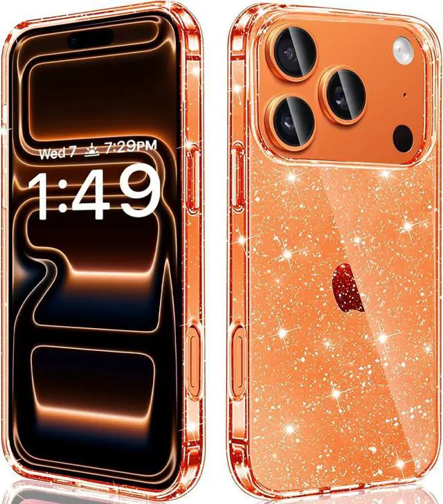 Main image of Compatible with iPhone 17 Pro Max Case Clear Glitter Sparkle Soft TPU Transparent Shockproof Women Girls Slim Bling Sparkly Bumper Cover Phone Cases