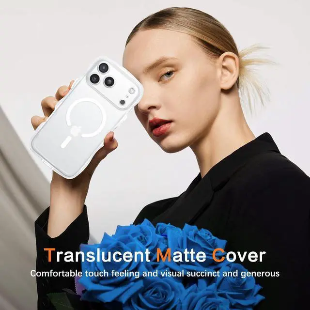 Alt view image 7 of 7 - Magnetic for iPhone 17 Pro Max Case Cute Wavy [Full Camera Protection][Compatible with MagSafe] Matte Anti-Slip Bumper Women Girls Boys Protective Cover for 17 ProMax 6.9 Clear White