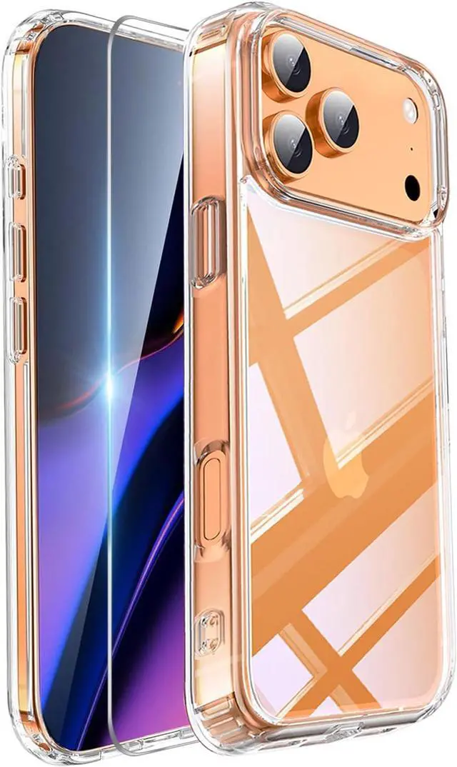 Main image of Clear Phone Case for iPhone 17 Pro Max Case with Screen Protector [Anti-Yellowing] Rugged Shockproof Protective Bumper Case 6.9 Transparent 2025