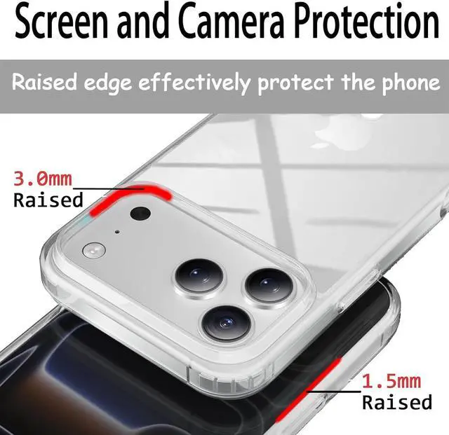 Alt view image 5 of 5 - Clear Phone Case for iPhone 17 Pro Max Case with Screen Protector [Anti-Yellowing] Rugged Shockproof Protective Bumper Case 6.9 Transparent 2025