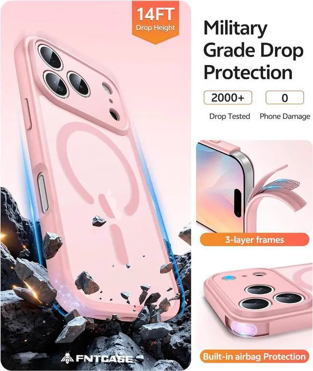 Alt view image 5 of 7 - for iPhone 17 Pro-Max Case: Magnetic Frosted Translucent Matte Military Grade Shockproof Slim Cover | Full Covered Camera Protection | Slim Drop Proof Durable Protective Cases