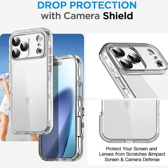 Alt view image 7 of 7 - for iPhone 17 Pro Max Clear Case(6.9) Heavy Duty Drop Protection Full Body Rugged Shockproof/Dust Proof 3-Layer Military Protective Tough Durable Phone Cover for iPhone 17 Pro Max 2025