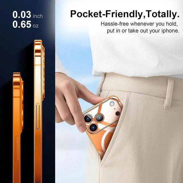 Alt view image 6 of 6 - Magnetic Slim Designed for iPhone 17 Pro Max Case[Compatible with MagSafe] Thin Finish Skin Hard Back Case [Non Yellowing] Ultra Protective Fit Cover with Camera Protection 6.9 Inch (Clear)