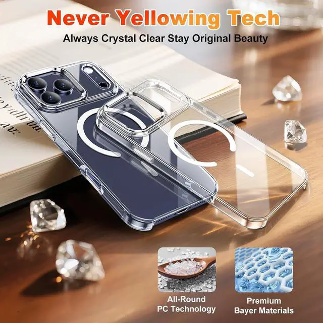 Alt view image 2 of 6 - Magnetic Clear Compatible with iPhone 17 Pro Max Case[2025] Never Yellow Transparent Protective Cover 6.9 Compatible with MagSafe with Screen Protector-Clear