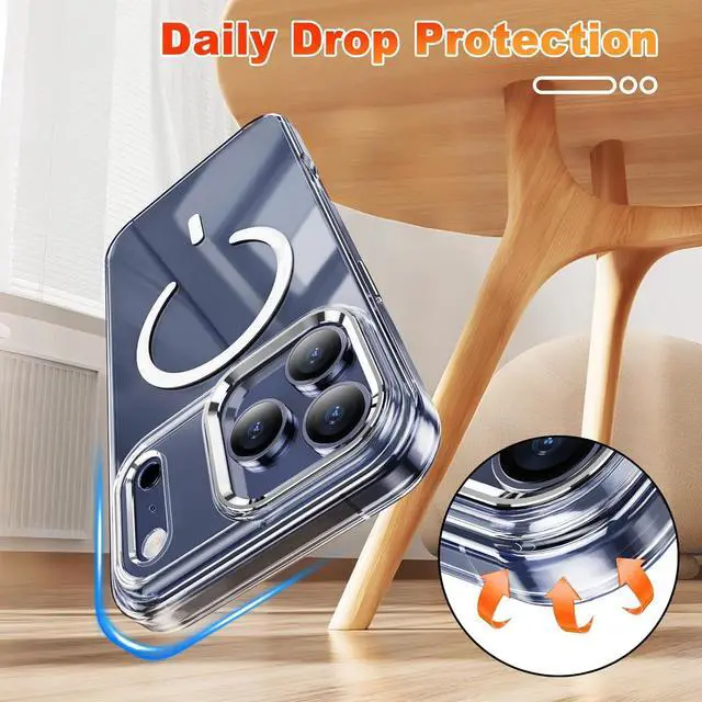 Alt view image 5 of 6 - Magnetic Clear Compatible with iPhone 17 Pro Max Case[2025] Never Yellow Transparent Protective Cover 6.9 Compatible with MagSafe with Screen Protector-Clear