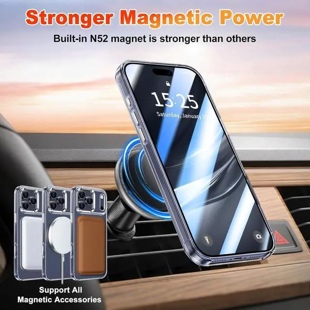 Alt view image 3 of 6 - Magnetic Clear Compatible with iPhone 17 Pro Max Case[2025] Never Yellow Transparent Protective Cover 6.9 Compatible with MagSafe with Screen Protector-Clear