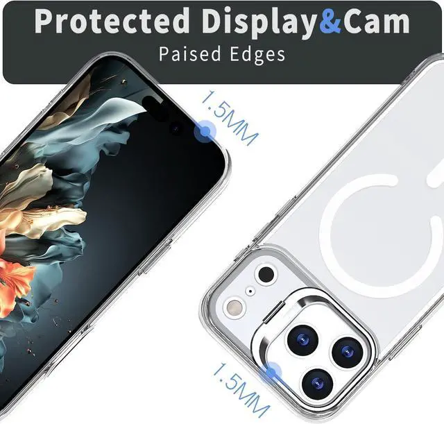 Alt view image 5 of 6 - for iPhone 17 Pro Max Case with Built-in Camera Stash Stand Compatible with MagSafe Slim Fit & Lightweight Magnetic Hard Back Soft Edge Anti-Yellow Sturdy Flexible Shockproof Cover Clear