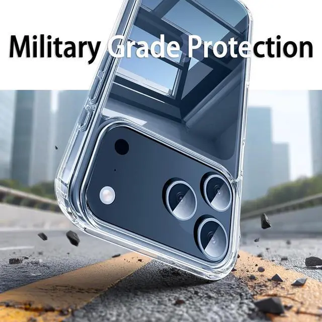 Alt view image 4 of 5 - Clear Phone Case for iPhone 17 Pro Max Case with Screen Protector [Anti-Yellowing] Rugged Shockproof Protective Bumper Case 6.9 Transparent 2025