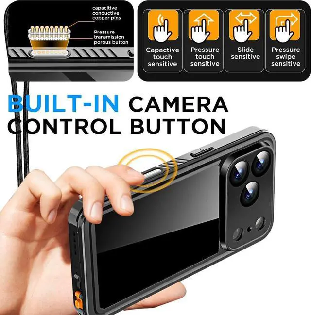 Alt view image 3 of 7 - Compatible with iPhone 17 Pro Max Case Waterproof Clear Water Proof Built-in Screen Protector Shockproof Dustproof Snowproof Full Body Rugged Underwater Phone Case with Lanyard