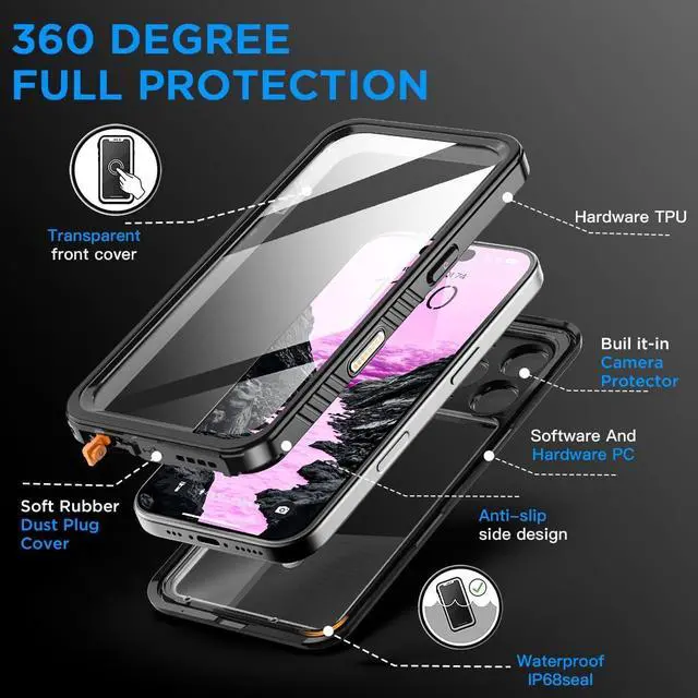 Alt view image 5 of 7 - Compatible with iPhone 17 Pro Max Case Waterproof Clear Water Proof Built-in Screen Protector Shockproof Dustproof Snowproof Full Body Rugged Underwater Phone Case with Lanyard