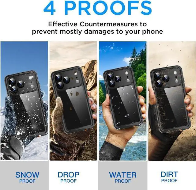 Alt view image 6 of 7 - Compatible with iPhone 17 Pro Max Case Waterproof Clear Water Proof Built-in Screen Protector Shockproof Dustproof Snowproof Full Body Rugged Underwater Phone Case with Lanyard