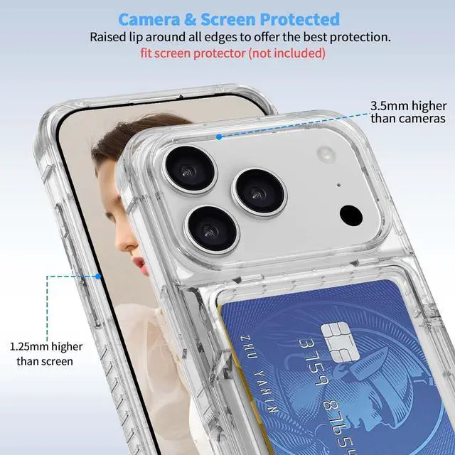 Alt view image 7 of 7 - for iPhone 17 Pro Max 6.9 Case Wallet with Kickstand 4 Cards Holder Clear Case for Women Men Yellowing Resistant Transparent TPU Back Cover Flip Wallet ID Slot Cover with Stand for 17 ProMax
