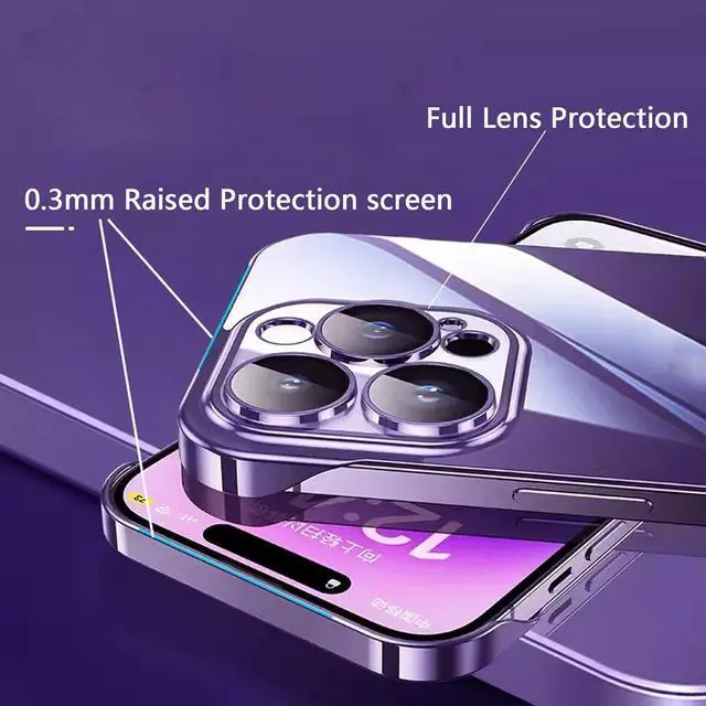 Alt view image 4 of 7 - Frameless Electroplated Clear Case for iPhone 17 Pro Max Built-in Camera Lens Protector Slim Thin High Transparent Hard PC Back Anti-Fall Anti-Fingerprint Phone Cover[Not-Yellowing] (Clear)