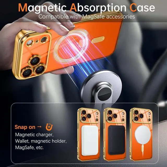 Alt view image 2 of 7 - Clear for iPhone 17 Pro Max Case 2025 Phone Case iPhone 17 Pro Max with MagSafe Magnetic Plated Slim Lightweight Soft TPU Electroplated Shockproof Bumper Protective Cover Desert Titanium