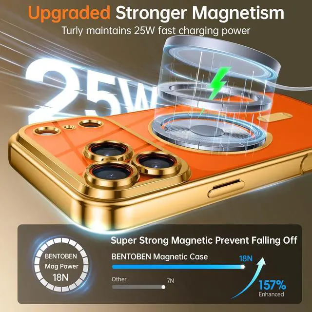 Alt view image 3 of 7 - Clear for iPhone 17 Pro Max Case 2025 Phone Case iPhone 17 Pro Max with MagSafe Magnetic Plated Slim Lightweight Soft TPU Electroplated Shockproof Bumper Protective Cover Desert Titanium