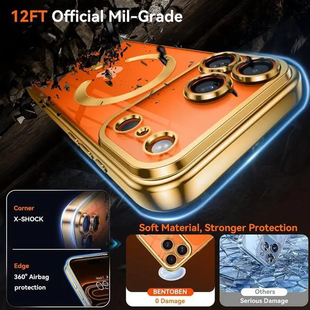 Alt view image 4 of 7 - Clear for iPhone 17 Pro Max Case 2025 Phone Case iPhone 17 Pro Max with MagSafe Magnetic Plated Slim Lightweight Soft TPU Electroplated Shockproof Bumper Protective Cover Desert Titanium