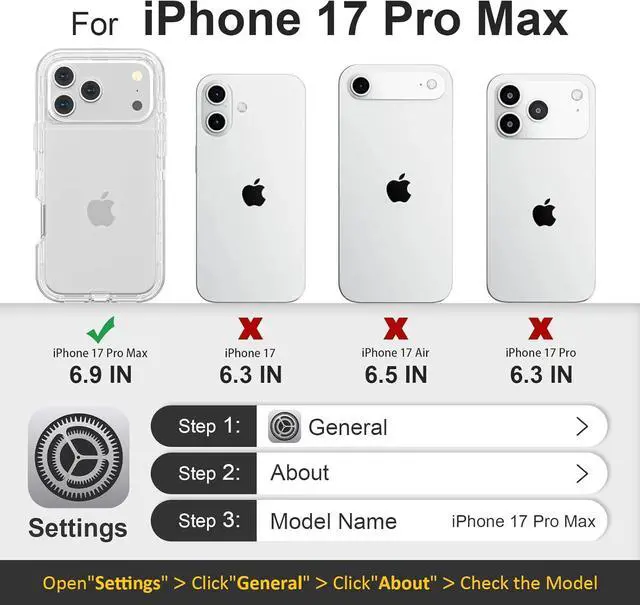 Alt view image 2 of 7 - for iPhone 17 Pro Max Case Heavy Duty Shockproof Protection Phone Cases Anti-Drop Dual Layer Transparent Protective Cover Compatible with iPhone 17 Pro Max 6.9 inch Crystal Clear