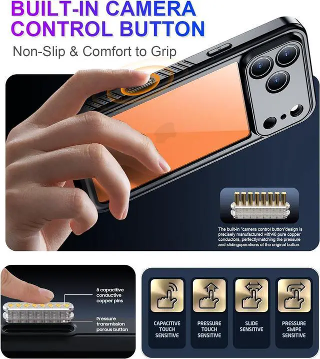 Alt view image 5 of 7 - Compatible with iPhone 17 Pro Max Case Waterproof Built-in Screen & Camera Protector IP68 Underwater Full Body 17FT Military Dropproof Shockproof Phone Case 6.9-Black/Clear