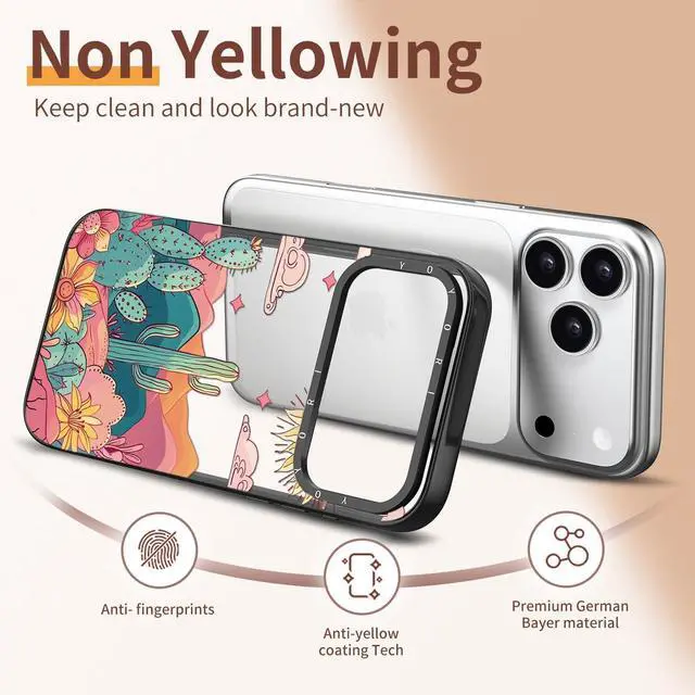 Alt view image 7 of 7 - for iPhone 17 Pro Max Case - [6.6 ft Military-Grade Drop Protection] [Anti-Peel Technology] Clear Black TPU Bumper Case with Cute Design (Blazing Desert)