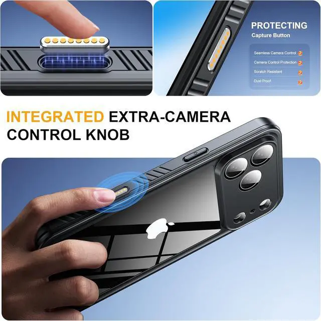 Alt view image 6 of 7 - for iPhone 17 Pro Max Case IP68 Waterproof Shockproof Case [Built-in Screen Protector] - 12 FT Military Dropproof - Full Body Heavy Duty Rugged Phone Cover 6.9 inches - Black/Clear
