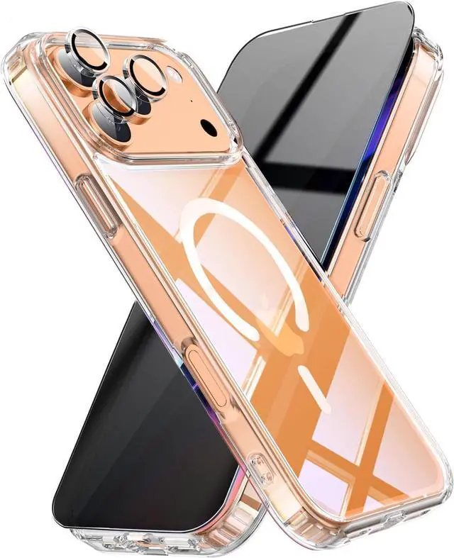 Main image of 3-in-1 for iPhone 17 Pro Max Case with Privacy Screen Protectors & Individual Camera Lens Protector [Compatible with MagSafe] Magnetic Phone Cover for iPhone 17 ProMax Crystal Clear