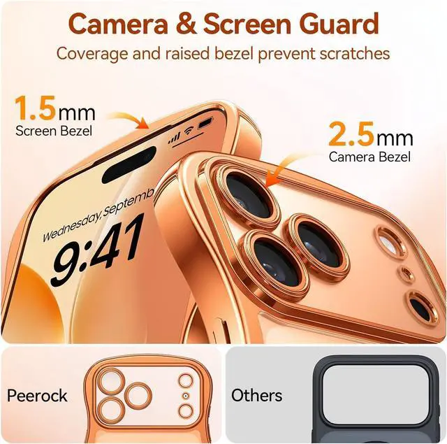 Alt view image 3 of 7 - for iPhone 17 Pro Max Case: Cute Wavy Magnetic Phone Cover for Women Girls Fit for MagSafe Military Drop Protection Camera Protective Anti-Yellowing Plating Clear Hard PC 6.9 Orange