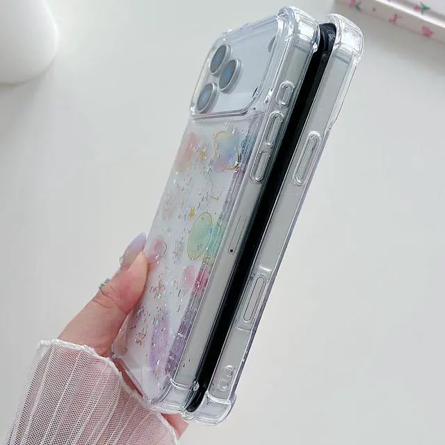 Alt view image 7 of 7 - for iPhone 17 Pro Max Clear Glitter Case Cute Bling Sparkle Planet Space Stars Moon Universe Pattern Soft TPU Silicone Shockproof Women Girls Protective Case for iPhone 17 Pro Max 6.9 Clear