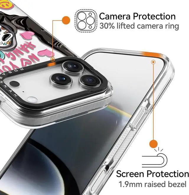 Alt view image 4 of 7 - for iPhone 17 Pro Max Case Cute - Durable Shockproof 6.6 ft Drop Impact Phone Case - Funny Skeleton Design (6.9) Clear