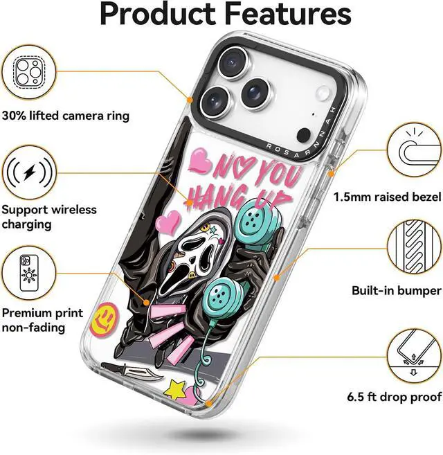 Alt view image 6 of 7 - for iPhone 17 Pro Max Case Cute - Durable Shockproof 6.6 ft Drop Impact Phone Case - Funny Skeleton Design (6.9) Clear