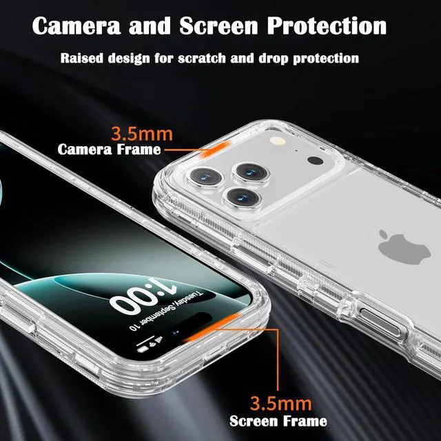 Alt view image 3 of 6 - Shockproof Case Designed for iPhone 17 Pro Max Heavy Duty Military Grade Protection Rugged Full Body Translucence Phone Cover for iPhone 17 ProMax 6.9 inch Clear White