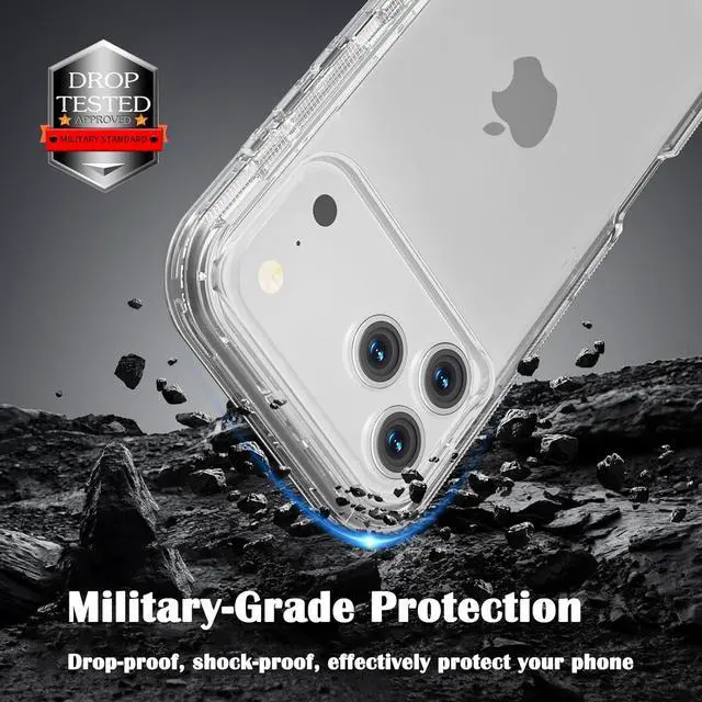 Alt view image 4 of 6 - Shockproof Case Designed for iPhone 17 Pro Max Heavy Duty Military Grade Protection Rugged Full Body Translucence Phone Cover for iPhone 17 ProMax 6.9 inch Clear White