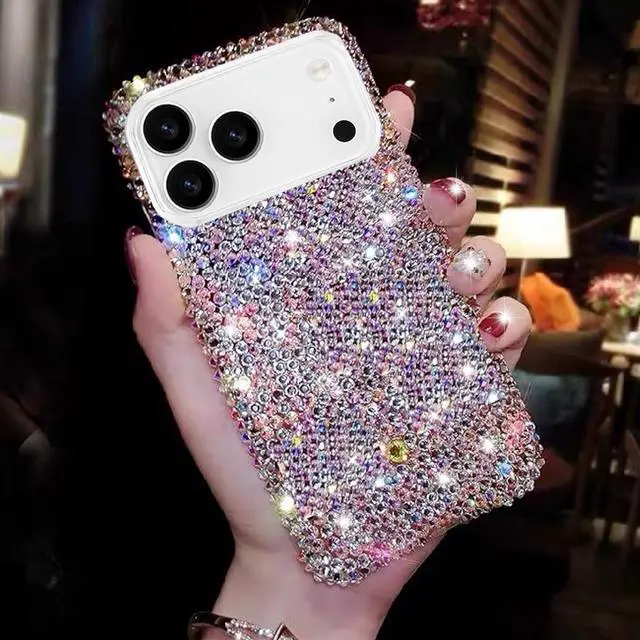 Main image of for iPhone 17 Pro Max Glitter Bling Case Cute Luxury 3D Colorful Sparkly Shiny Crystal Rhinestones Diamonds Clear Bumper Shockproof Women Girls Slim Protective Case for iPhone 17 Pro Max 6.9