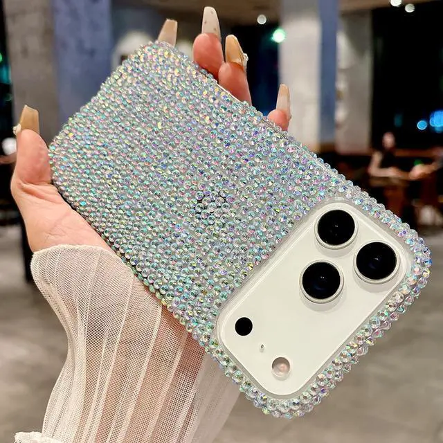 Alt view image 3 of 7 - for iPhone 17 Pro Max Glitter Bling Case Cute Luxury 3D Colorful Sparkly Shiny Crystal Rhinestones Diamonds Clear Bumper Shockproof Women Girls Slim Protective Case for iPhone 17 Pro Max 6.9