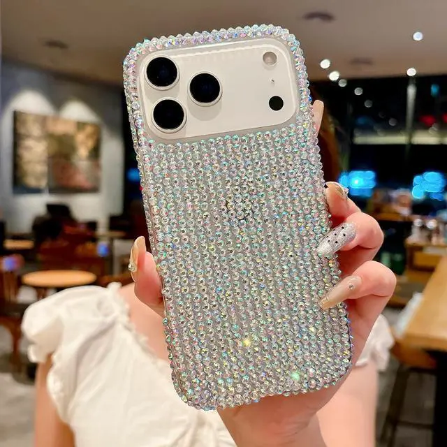 Alt view image 5 of 7 - for iPhone 17 Pro Max Glitter Bling Case Cute Luxury 3D Colorful Sparkly Shiny Crystal Rhinestones Diamonds Clear Bumper Shockproof Women Girls Slim Protective Case for iPhone 17 Pro Max 6.9
