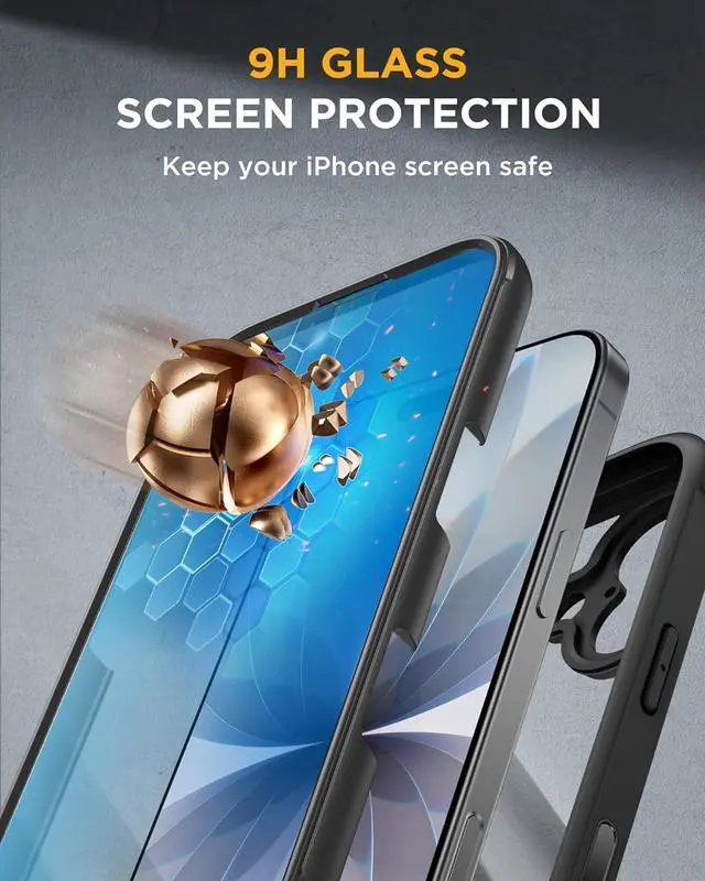 Alt view image 3 of 7 - for iPhone 17 Case 6.3 Full-Body Military Grade Drop Protection Outdoor Phone case with Built-in Glass Screen &Camera Control Easy Installation No Gap Compatible with MagSafe Black