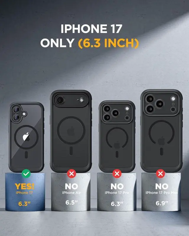 Alt view image 7 of 7 - for iPhone 17 Case 6.3 Full-Body Military Grade Drop Protection Outdoor Phone case with Built-in Glass Screen &Camera Control Easy Installation No Gap Compatible with MagSafe Black