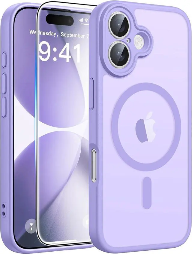 Main image of for iPhone 17 Phone Case: Magnetic Translucent Matte [Full Covered Camera Protection] [Screen Protector] Military Grade Shockproof Slim Cover Drop Proof Protective Cases - Light Purple 6.3inch