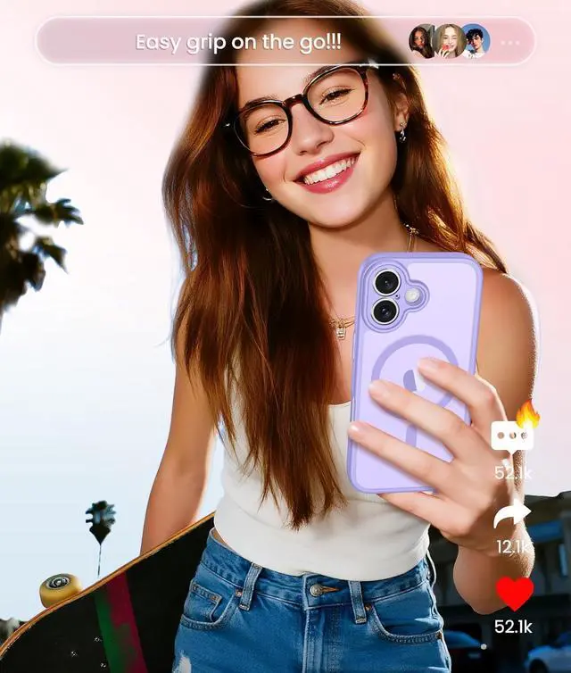 Alt view image 7 of 7 - for iPhone 17 Phone Case: Magnetic Translucent Matte [Full Covered Camera Protection] [Screen Protector] Military Grade Shockproof Slim Cover Drop Proof Protective Cases - Light Purple 6.3inch