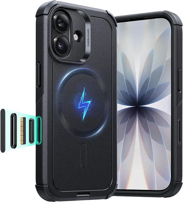 Main image of for iPhone 17 Case 7X Military-Grade Drop Protection with Camera Control Button Shock-Absorbing Phone Rugged Cover Compatible with MagSafe Accessories Magnetic Cyber Series Black