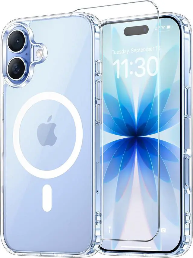 Main image of for iPhone 17 Case Clear with Screen Protector [Compatible with Magsafe][Anti-Yellowing][Military-Grade Protection] Shockproof Slim Magnetic Phone Case Cover Transparent