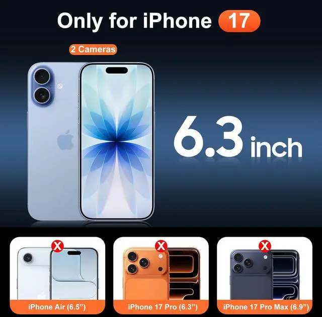 Alt view image 2 of 7 - for iPhone 17 Case Clear with Screen Protector [Compatible with Magsafe][Anti-Yellowing][Military-Grade Protection] Shockproof Slim Magnetic Phone Case Cover Transparent